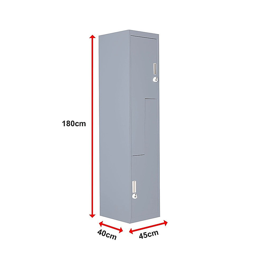 Grey Two-Door L-shaped Office Gym Shed Storage Lockers