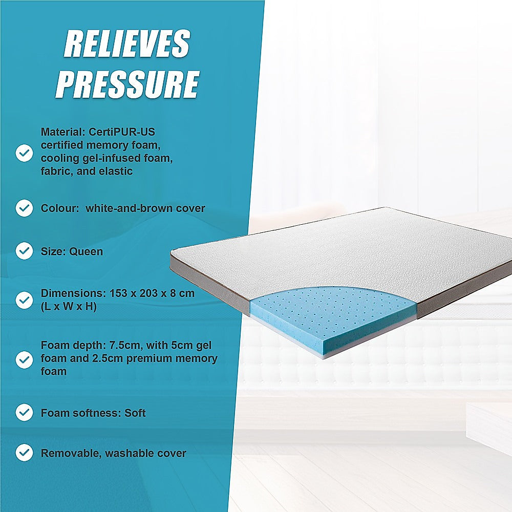 Queen Cooling Gel Memory Foam Mattress Topper – CertiPUR-US® Certified Foam