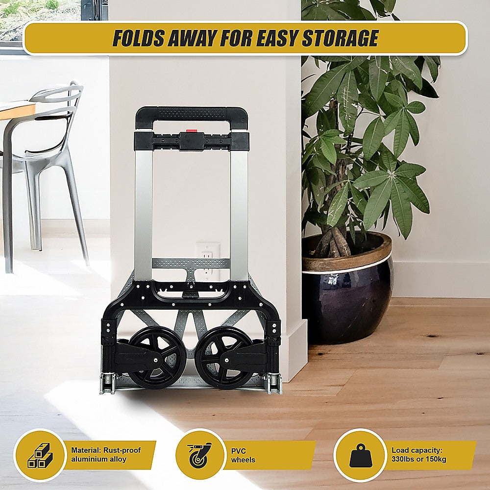 150KG Portable Cart Folding Dolly Push Truck Hand Collapsible Luggage Trolley
