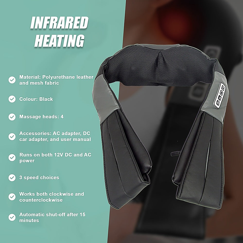 Shiatsu Neck & Back Massager with Heat – Deep Kneading Massage Pillow for Shoulders