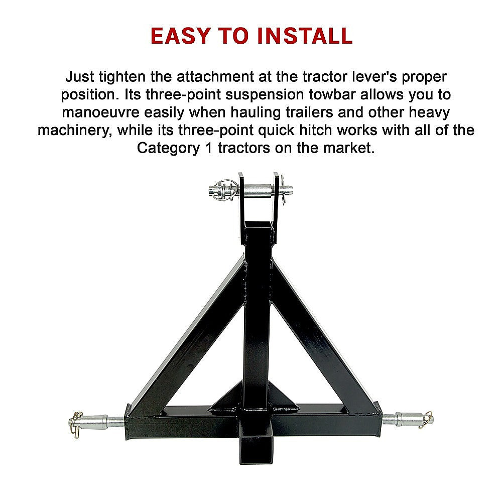 Heavy Duty Steel 3 Point 2 Trailer Hitch Receiver Tow Drawbar For Cat 1 Tractor