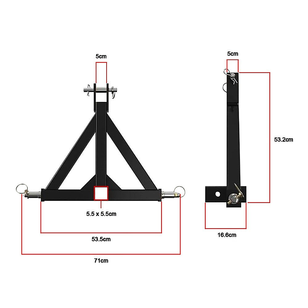 Heavy Duty Steel 3 Point 2 Trailer Hitch Receiver Tow Drawbar For Cat 1 Tractor