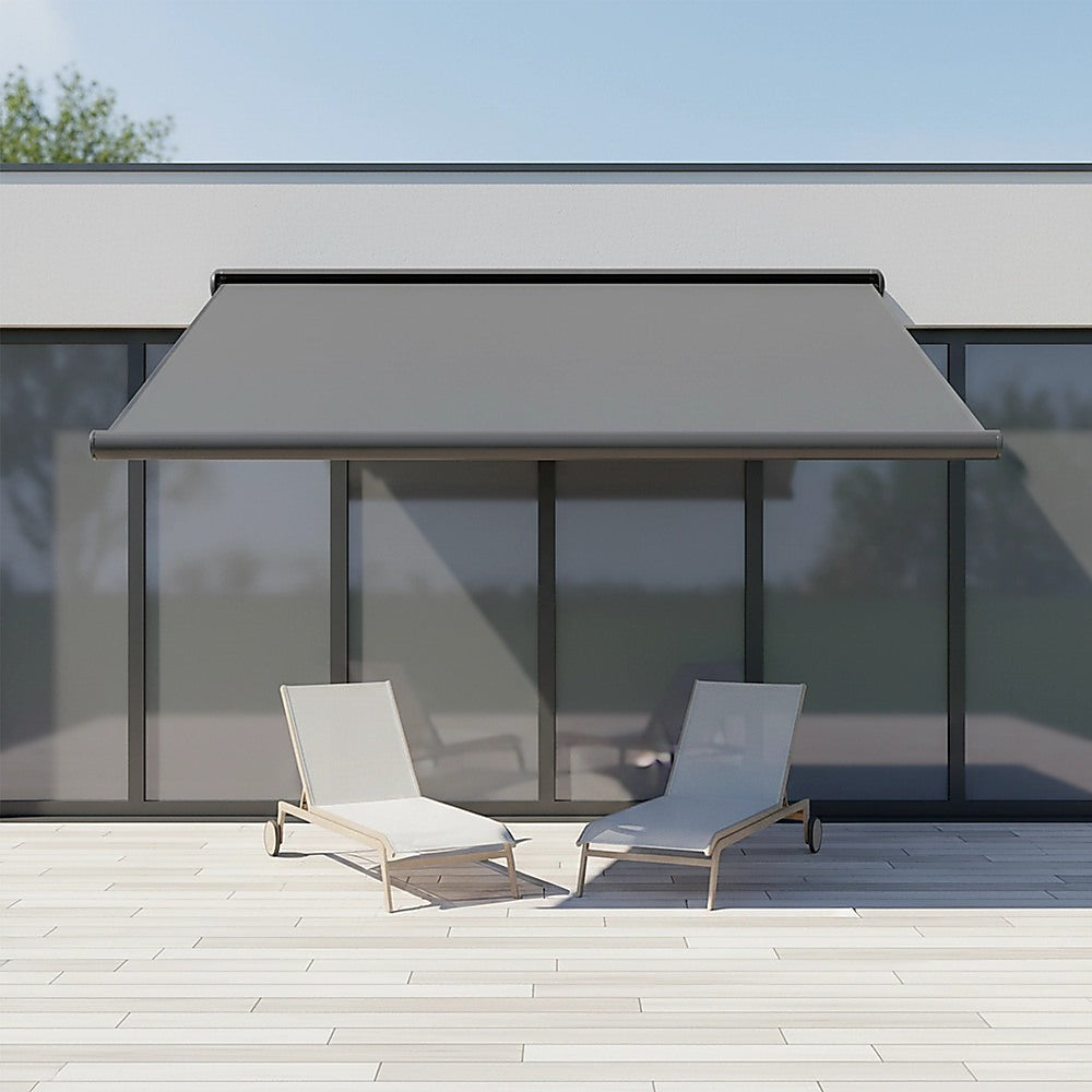 5.5m x 3.0m Retractable Folding Arm Awning Heavy Duty Full Cassette Motorised
