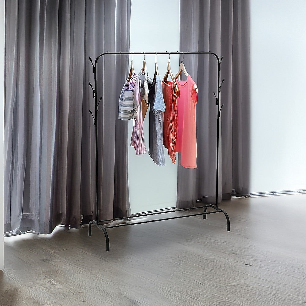 Closet Organizer Metal Garment Rack Portable Clothes Hanger Storage Shoes Rack Black