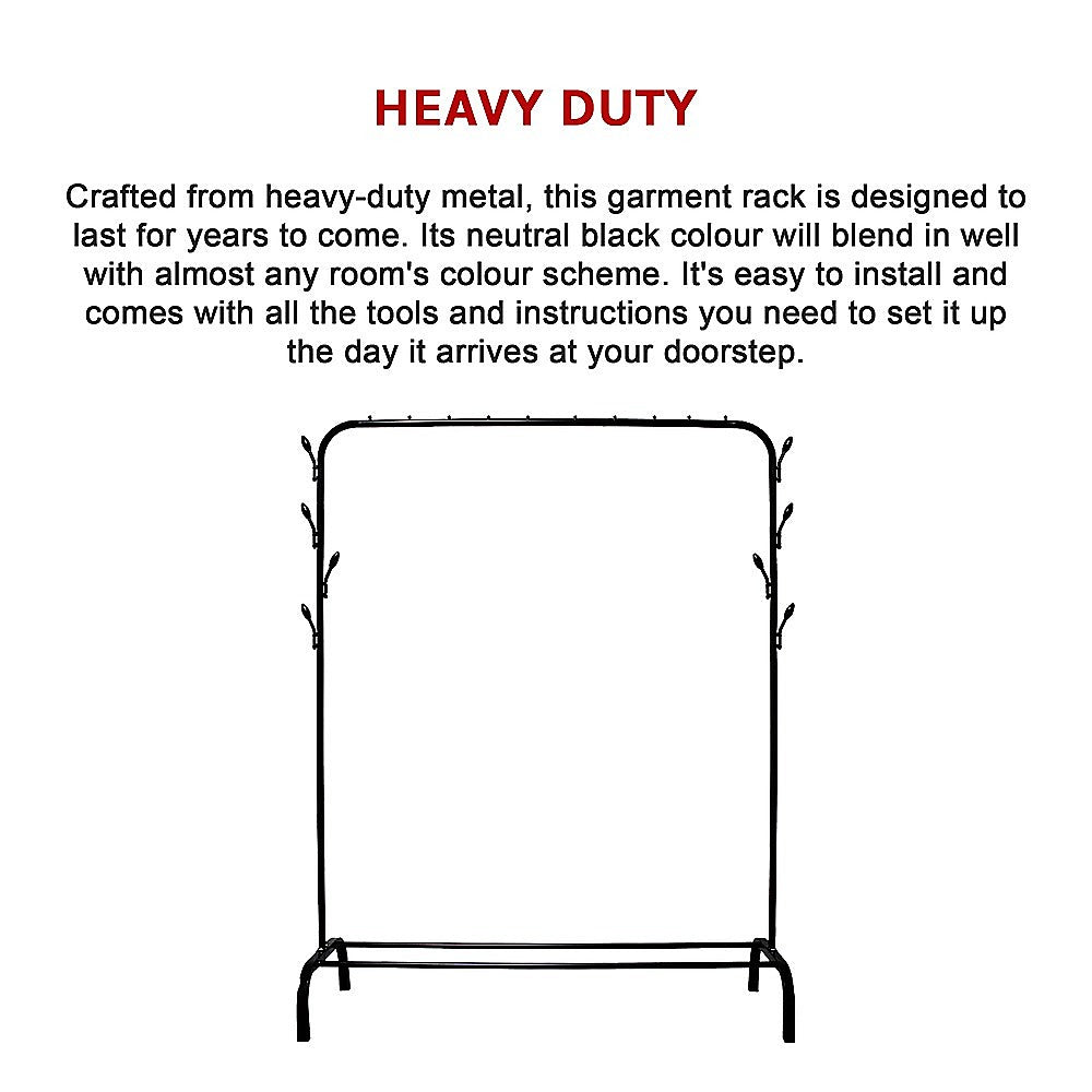 Closet Organizer Metal Garment Rack Portable Clothes Hanger Storage Shoes Rack Black