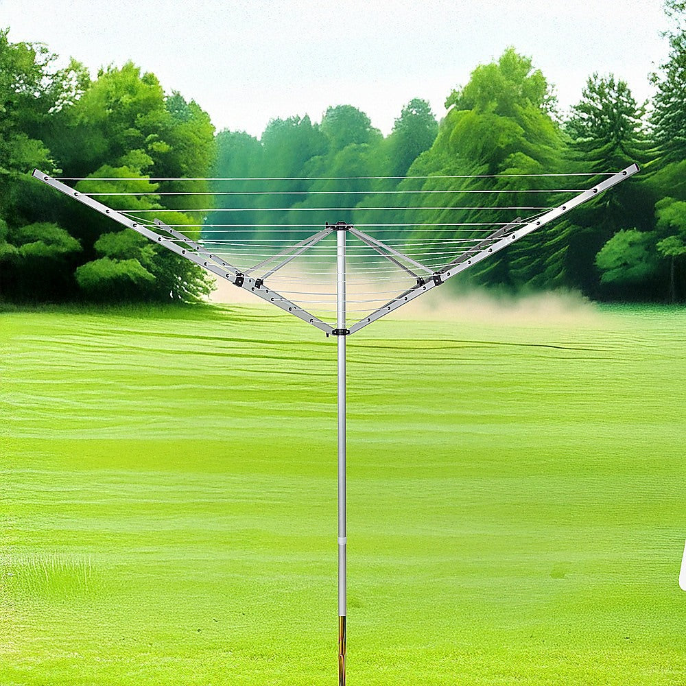 4 Arm Rotary Airer Outdoor Washing Line Clothes Dryer 50m Length