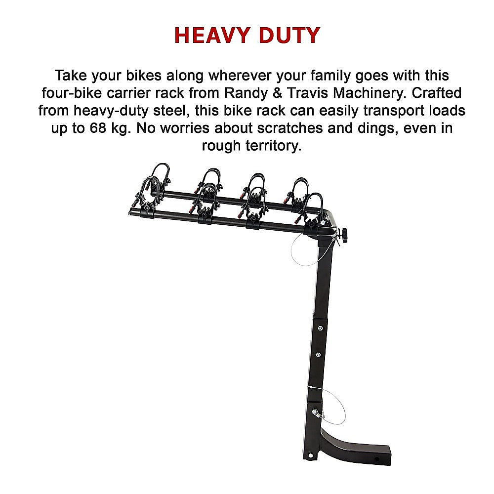 Premium 4-Bike Carrier Rack Hitch Mount Swing Down Bicycle Rack W/ 2 Receiver
