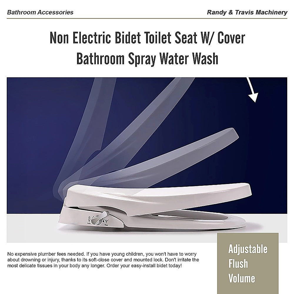 Non Electric Bidet Toilet Seat W/ Cover Bathroom Spray Water Wash