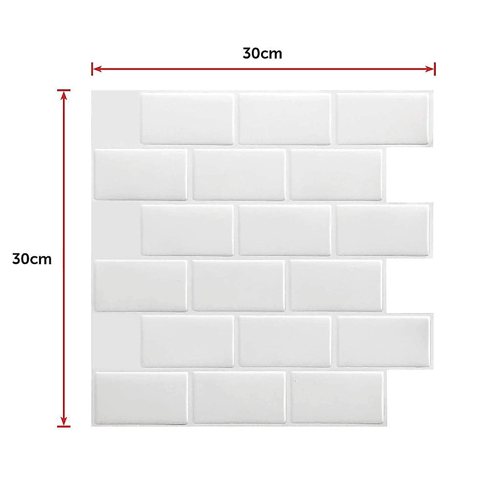Tiles 3D Peel and Stick Wall Tile Subway White (30 x 30cm x 10 sheets)