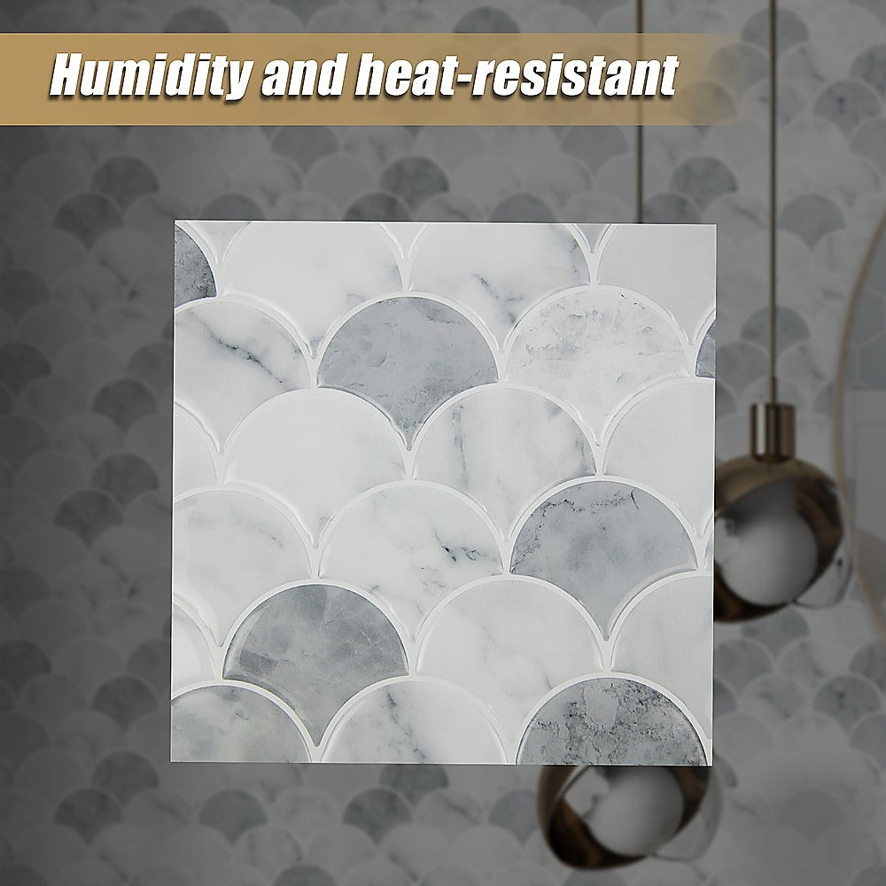 Tiles 3D Peel and Stick Wall Tile Fish Scale Mosaic 10 Sheets