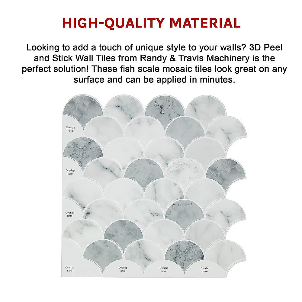 Tiles 3D Peel and Stick Wall Tile Fish Scale Mosaic 10 Sheets