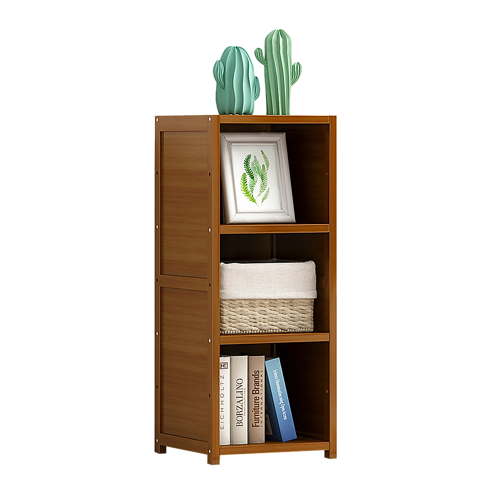 Bamboo Adjustable 3-Shelf Bookcase Display Storage Rack Stand for Living Room, Bedroom, Office or Home Décor