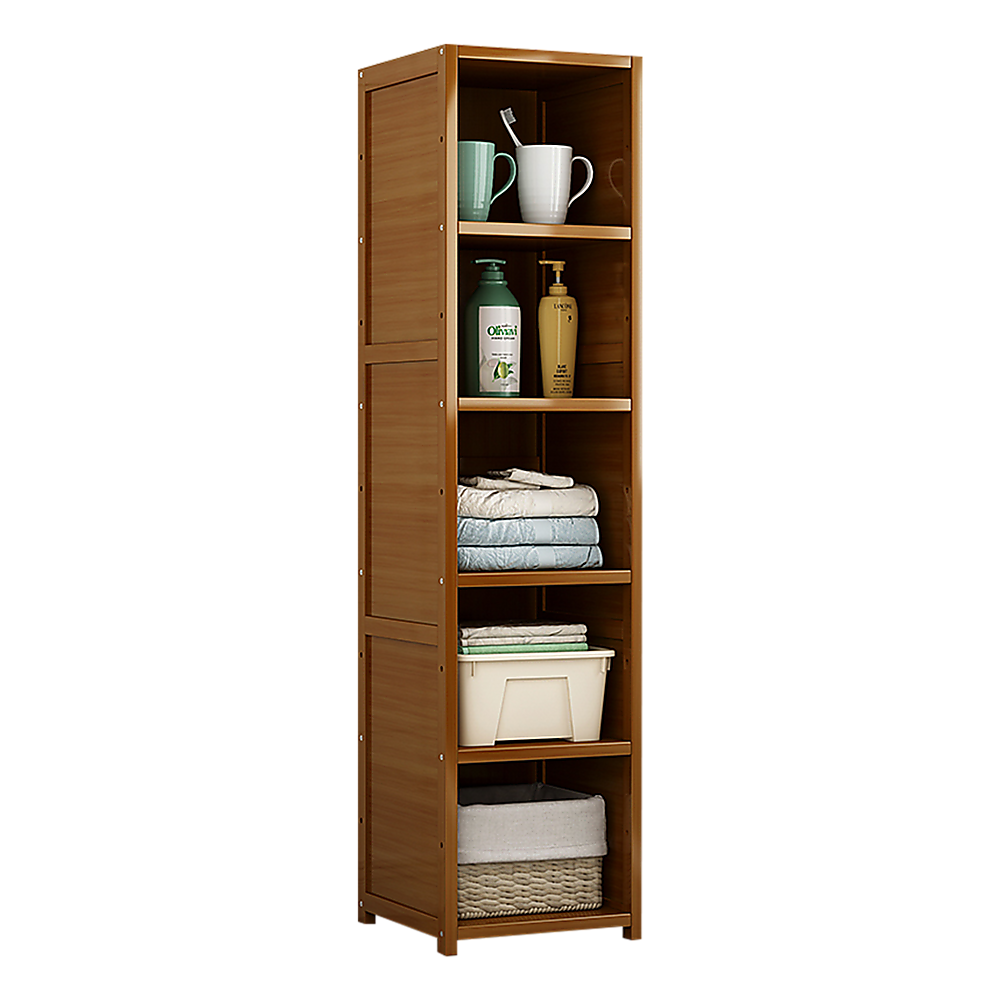 Bamboo 5-Shelf Bookcase ??Tall Display Storage Rack Stand for Living Room, Bedroom, Office or Home Organisation