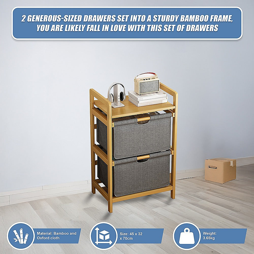 Bamboo Shelf with Storage Hamper ??Wooden Organiser with 2 Laundry Bags