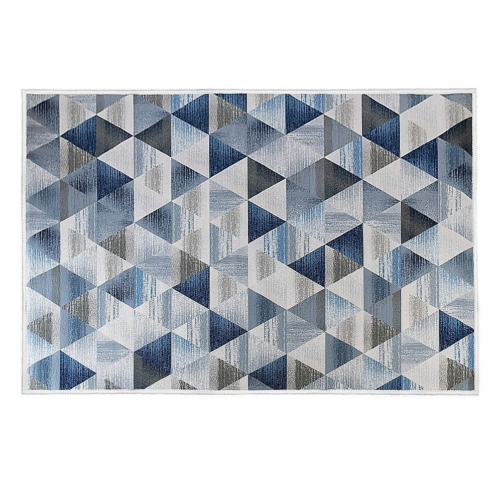 200x300cm Large Floor Blue Triangle Rug – Modern Area Carpet for Bedroom & Lounge