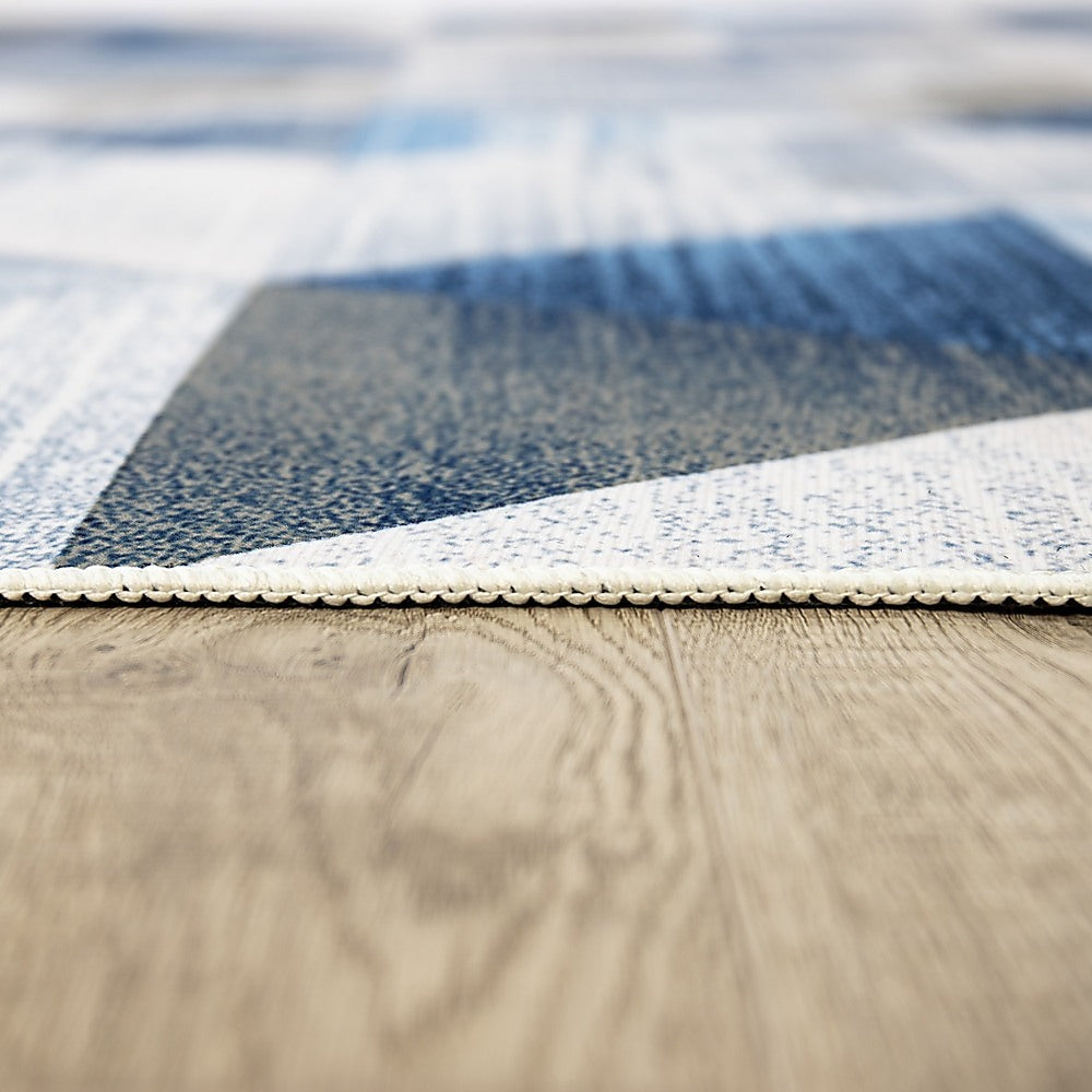 200x300cm Large Floor Blue Triangle Rug – Modern Area Carpet for Bedroom & Lounge