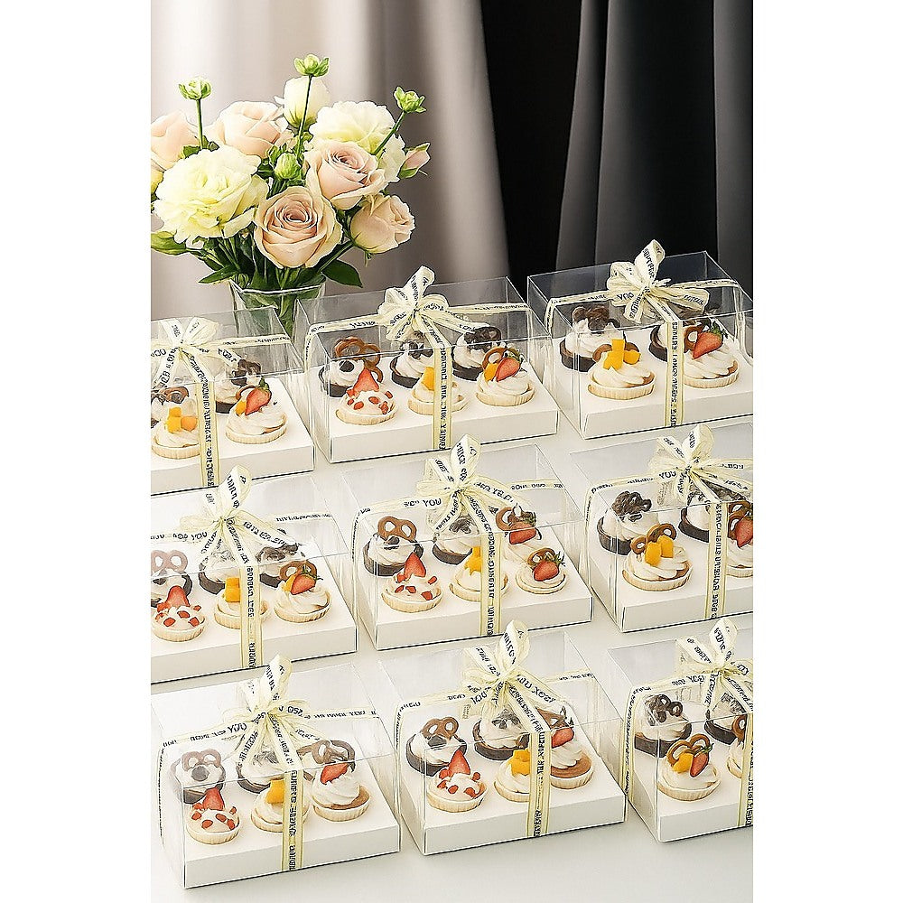 10Pcs Clear Dessert Boxes Cupcake Packing Boxes Bakery Cake Wrapping Boxes