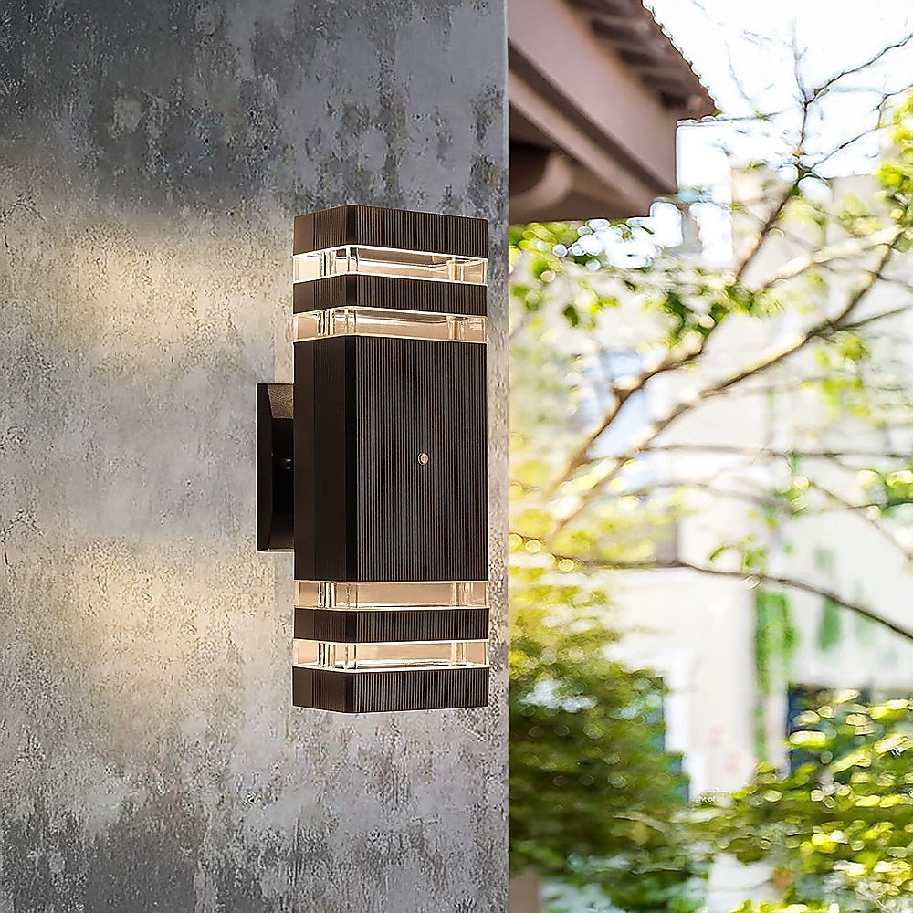 Modern 12 LED Up Down Wall Light dual Lamp Fixtures Outdoor Dusk to Dawn Sensor