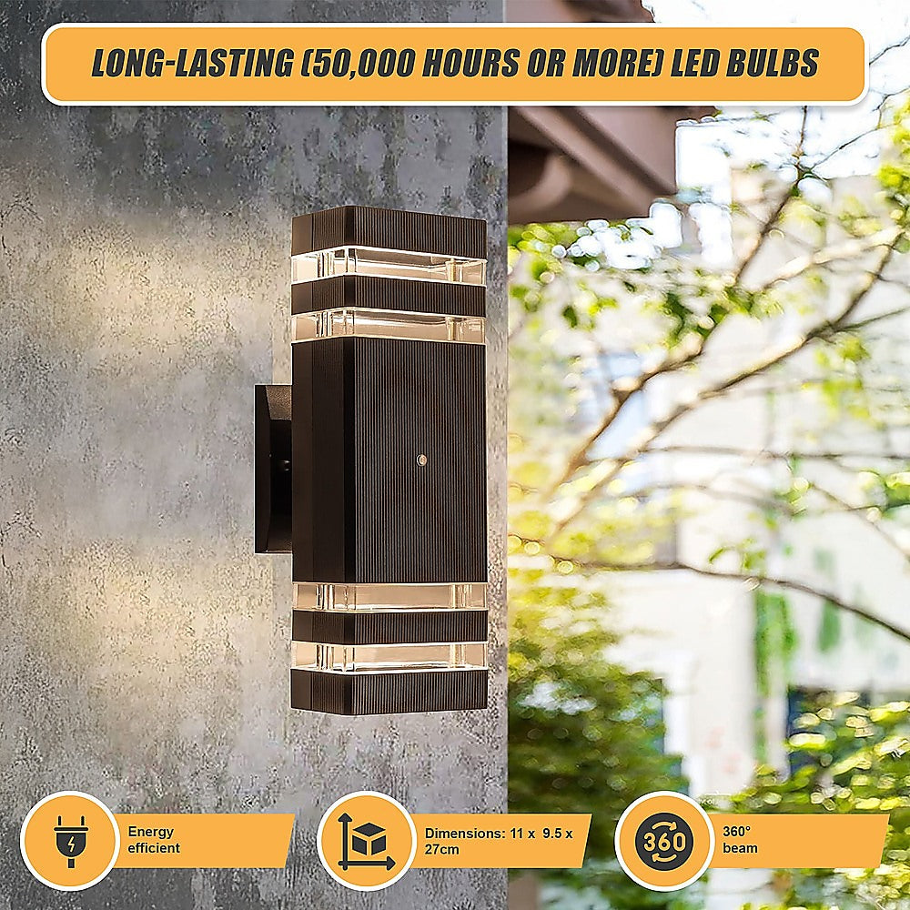 Modern 12 LED Up Down Wall Light dual Lamp Fixtures Outdoor Dusk to Dawn Sensor