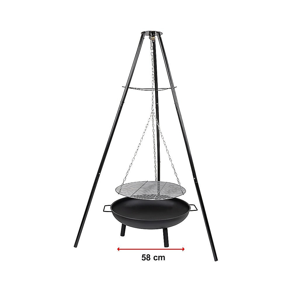 Tripod Garden Fire Pit BBQ ??Cast Iron & Steel Round Outdoor Fire Bowl