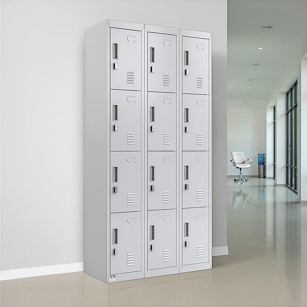 12-Door Locker for Office Gym Shed School Home Storage - Padlock-operated
