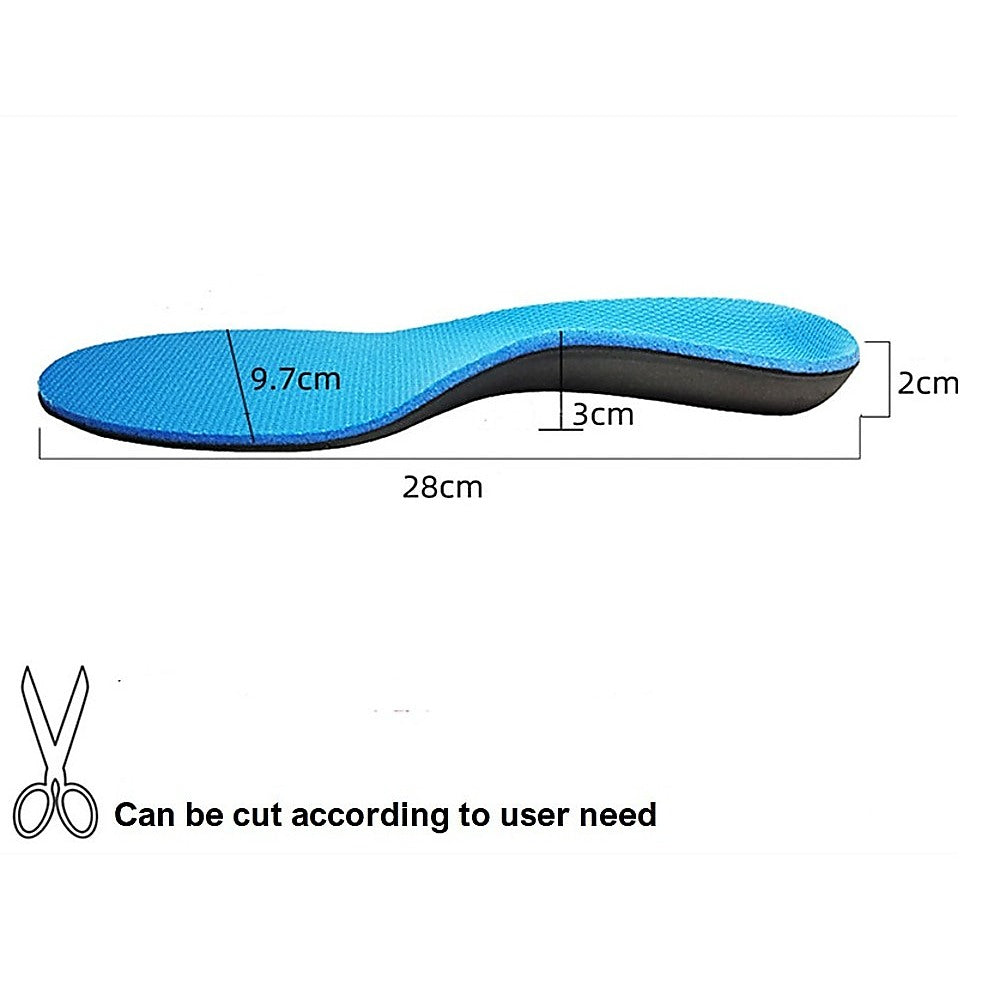 Flat Foot Support Insoles For Men Women Blue Full Length Medium Density Arch Support