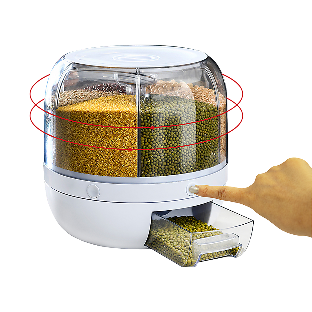 Rice Storage Cereal Dispenser Grain Container Rotating Dry Food Box