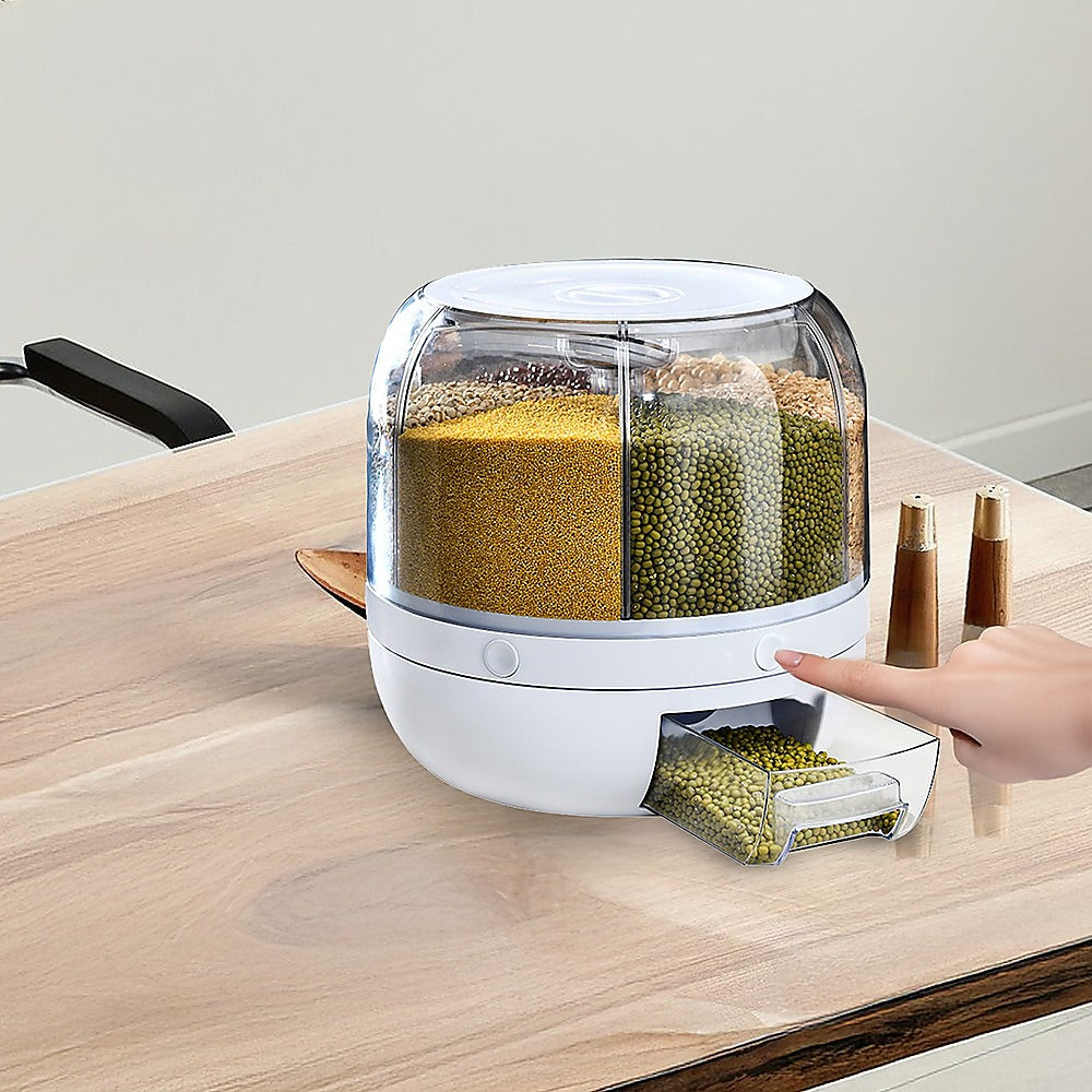 Rice Storage Cereal Dispenser Grain Container Rotating Dry Food Box
