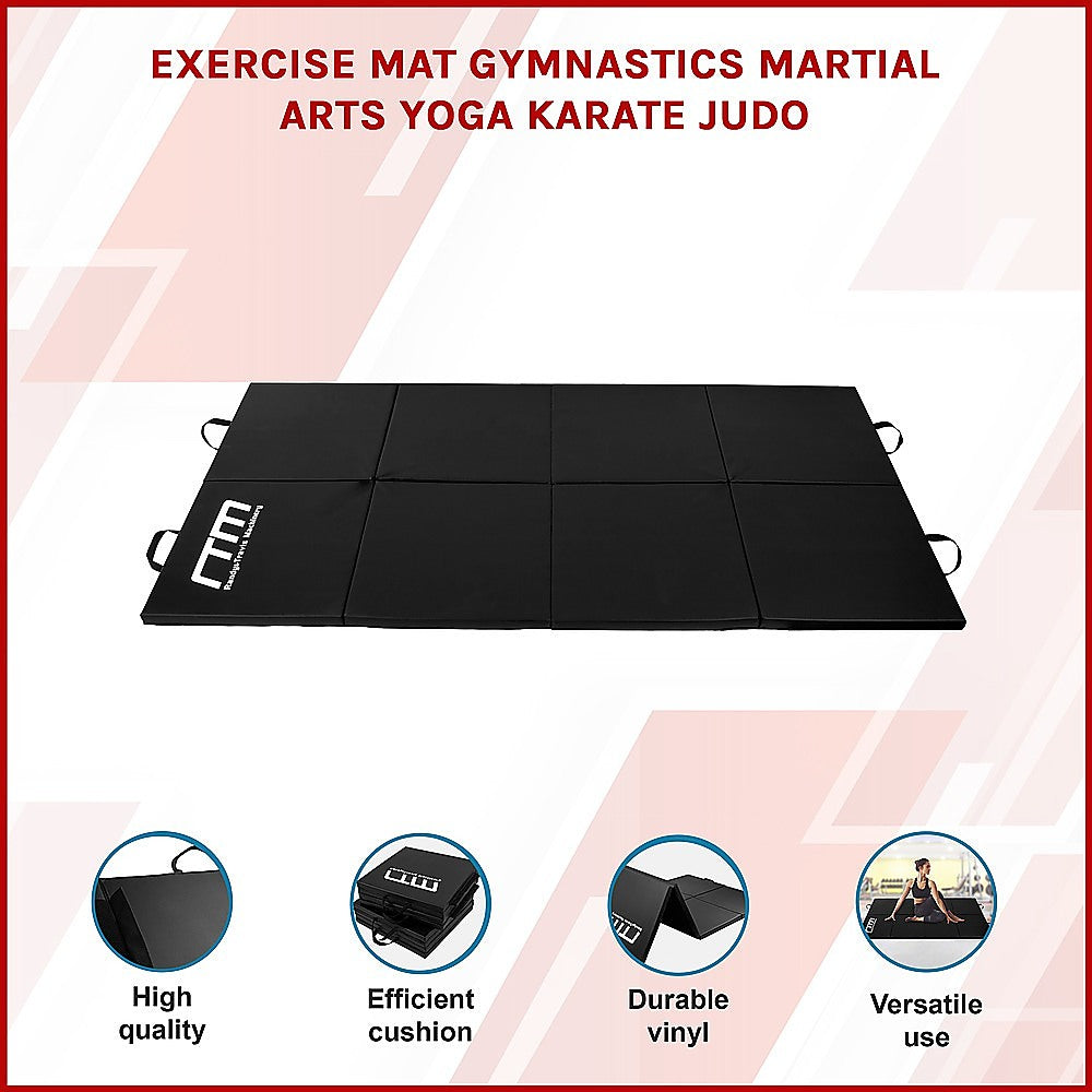 Folding Black Exercise Mat – Gymnastics, Martial Arts, Yoga, Karate & Judo Training