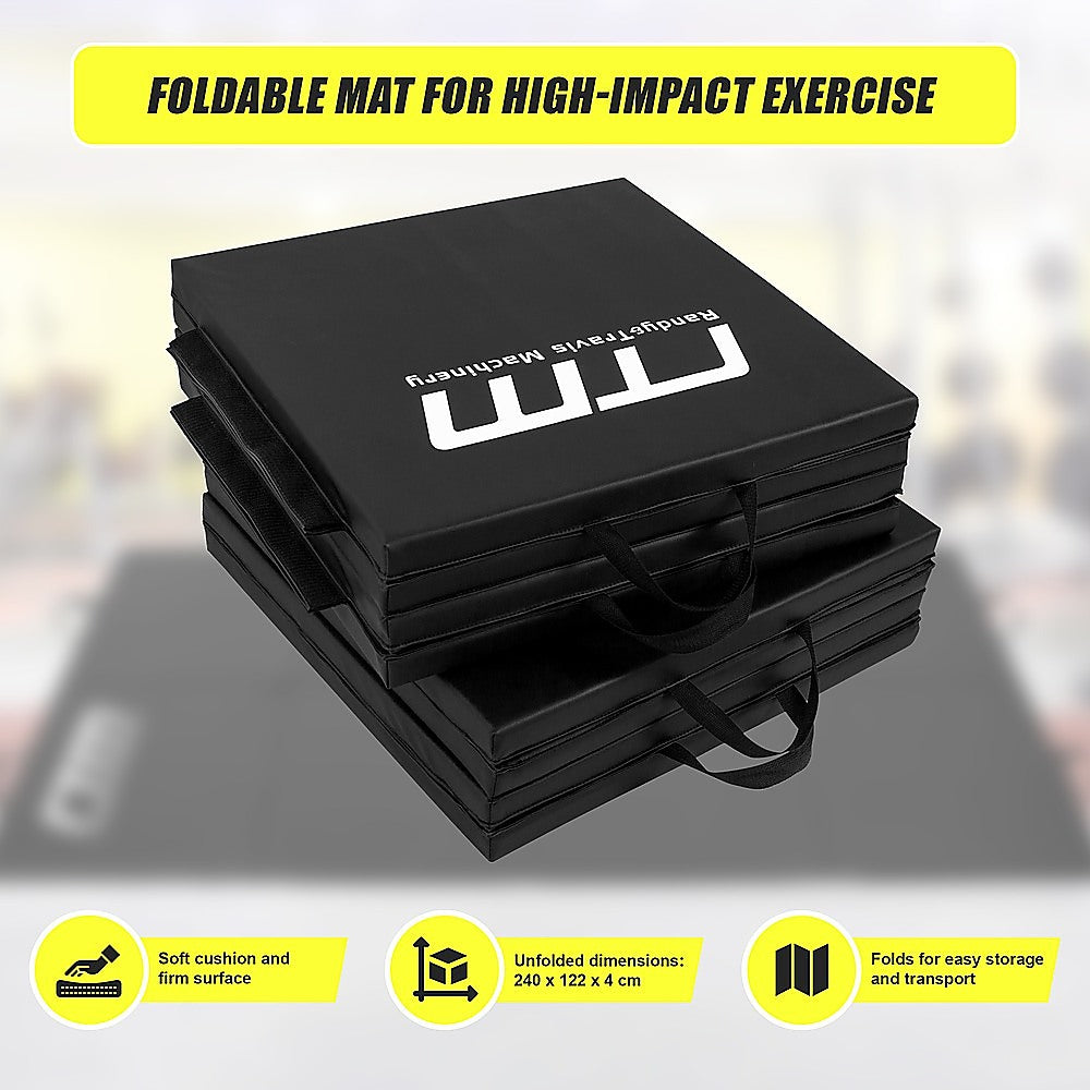 Folding Black Exercise Mat – Gymnastics, Martial Arts, Yoga, Karate & Judo Training