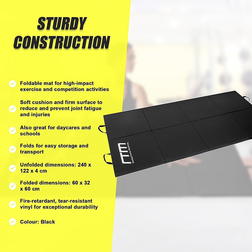 Folding Black Exercise Mat – Gymnastics, Martial Arts, Yoga, Karate & Judo Training