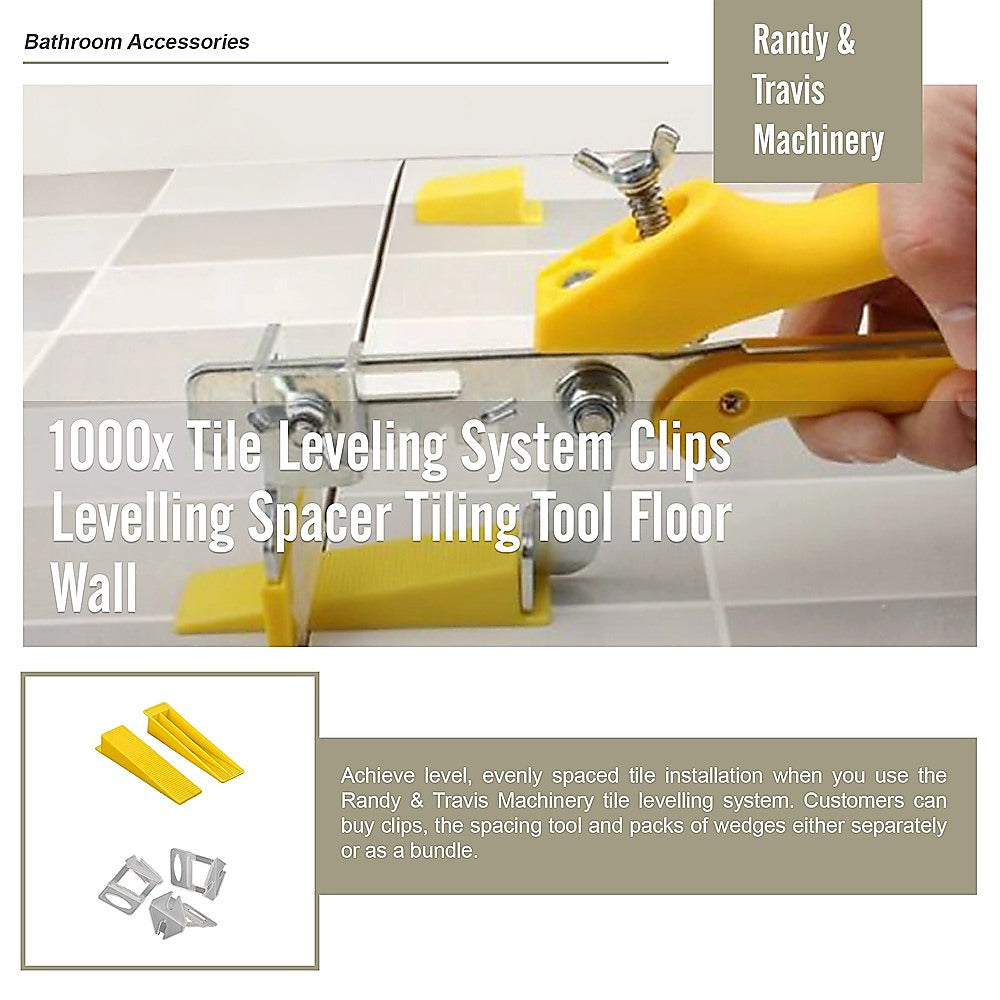 1000 Pack Tile Levelling System Clips Floor And Wall Tiling Spacers For Accurate Tile Alignment
