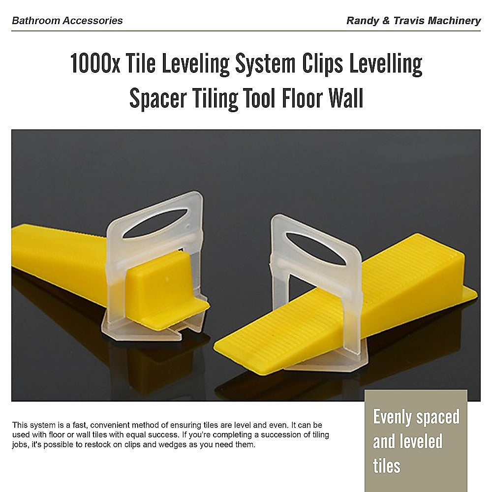1000 Pack Tile Levelling System Clips Floor And Wall Tiling Spacers For Accurate Tile Alignment