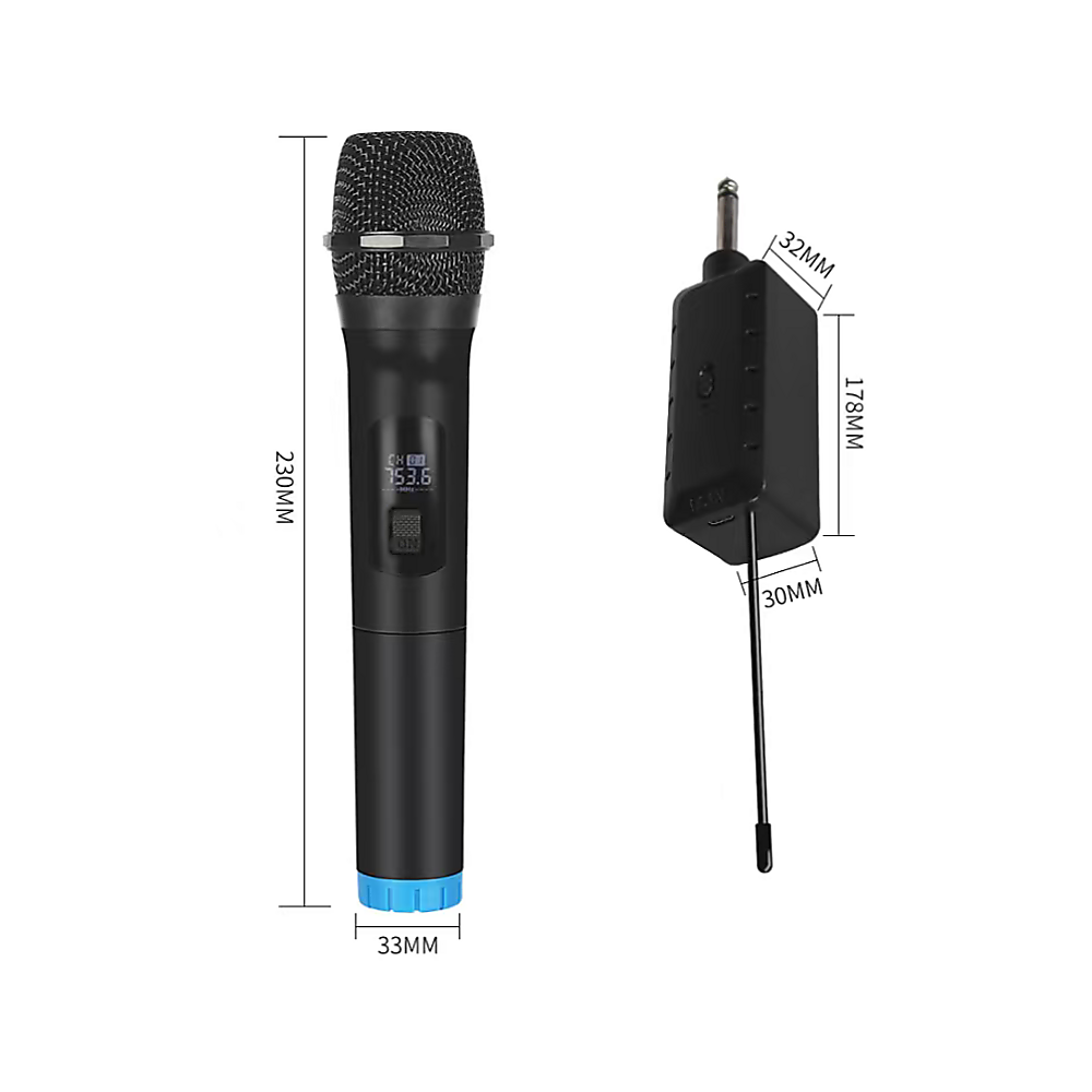 2 x Wireless Microphone Handheld Cordless Professional Mic Karaoke Receiver