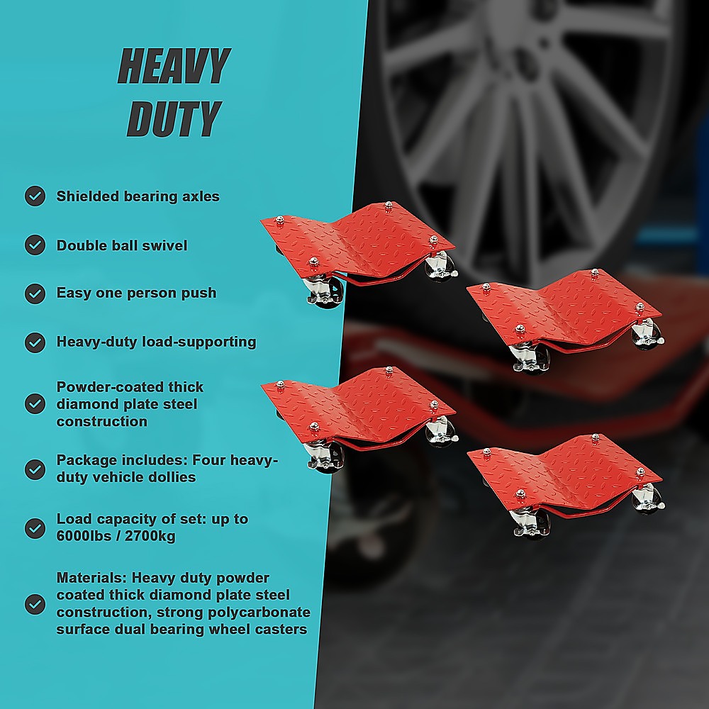 Auto Dolly Car Dolly Wheel Tire 12x16 Skate 6000lb Repair Slide Set of (4)