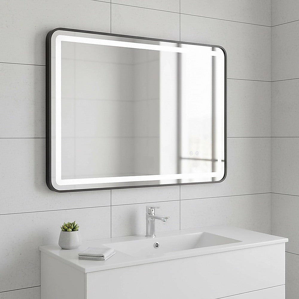 Rectangular Mirror LED Anti-Fog Illuminated Bathroom Living Room - 90x70cm