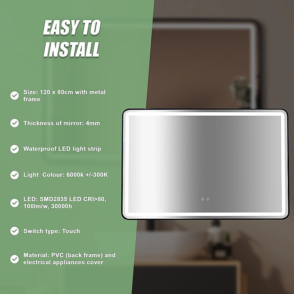 Rectangular Mirror LED Anti-Fog Illuminated Bathroom Living Room