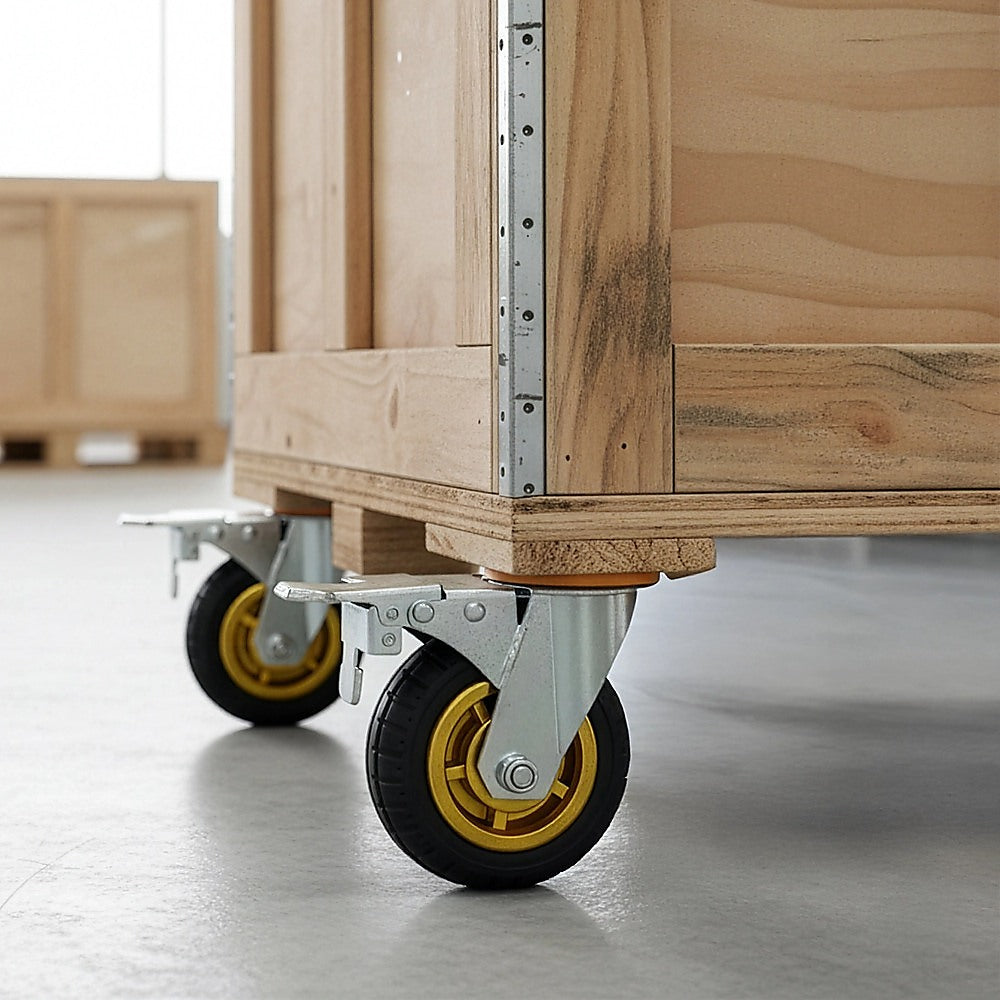 Castor Wheels 4 x 6 150mm Swivel Silent Caster 2 Brakes 800KG