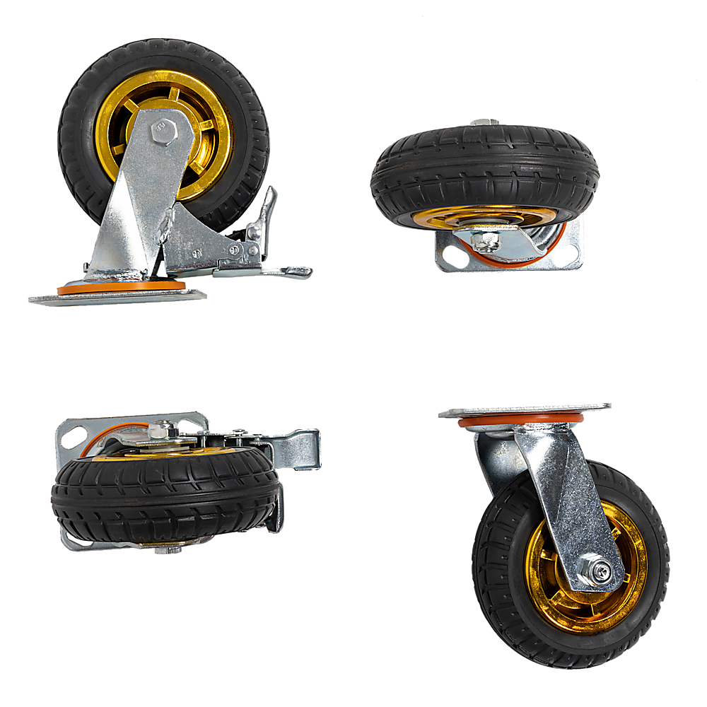 Castor Wheels 4 x 6 150mm Swivel Silent Caster 2 Brakes 800KG