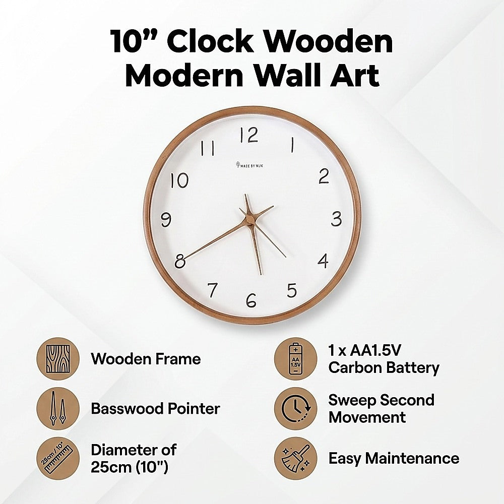 10 Clock Wooden Modern Wall Art