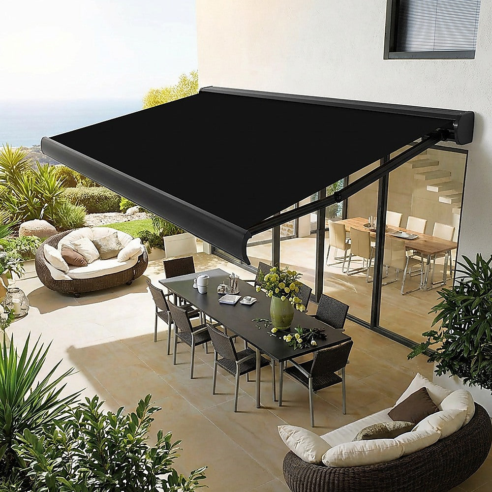 5.5m x 3.0m Retractable Folding Arm Awning Heavy Duty Full Cassette Motorised