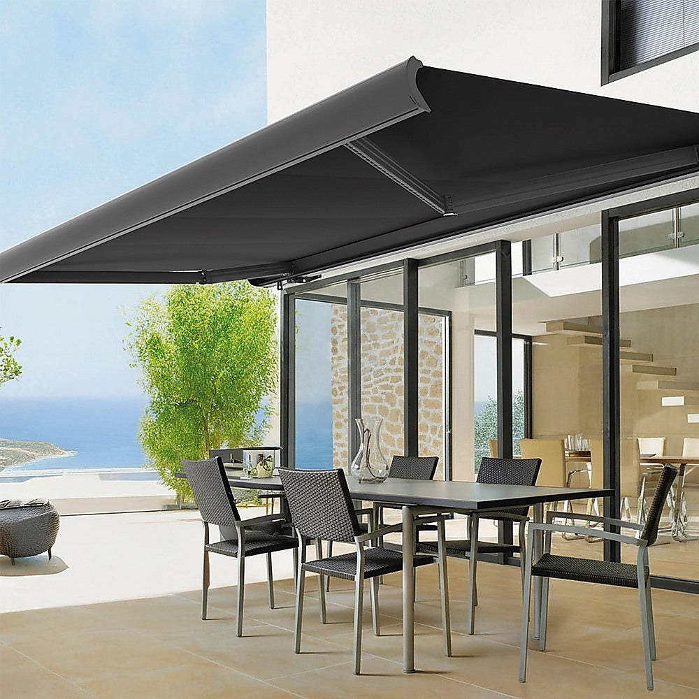 5.5m x 3.0m Retractable Folding Arm Awning Heavy Duty Full Cassette Motorised
