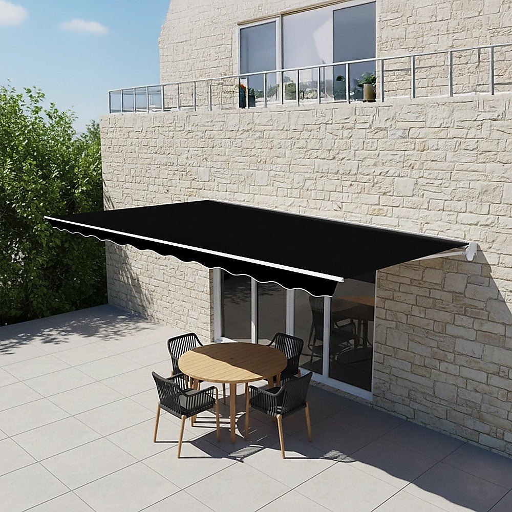 Outdoor Folding Arm Awning Retractable Sunshade Canopy Black 4.0m x 2.5m