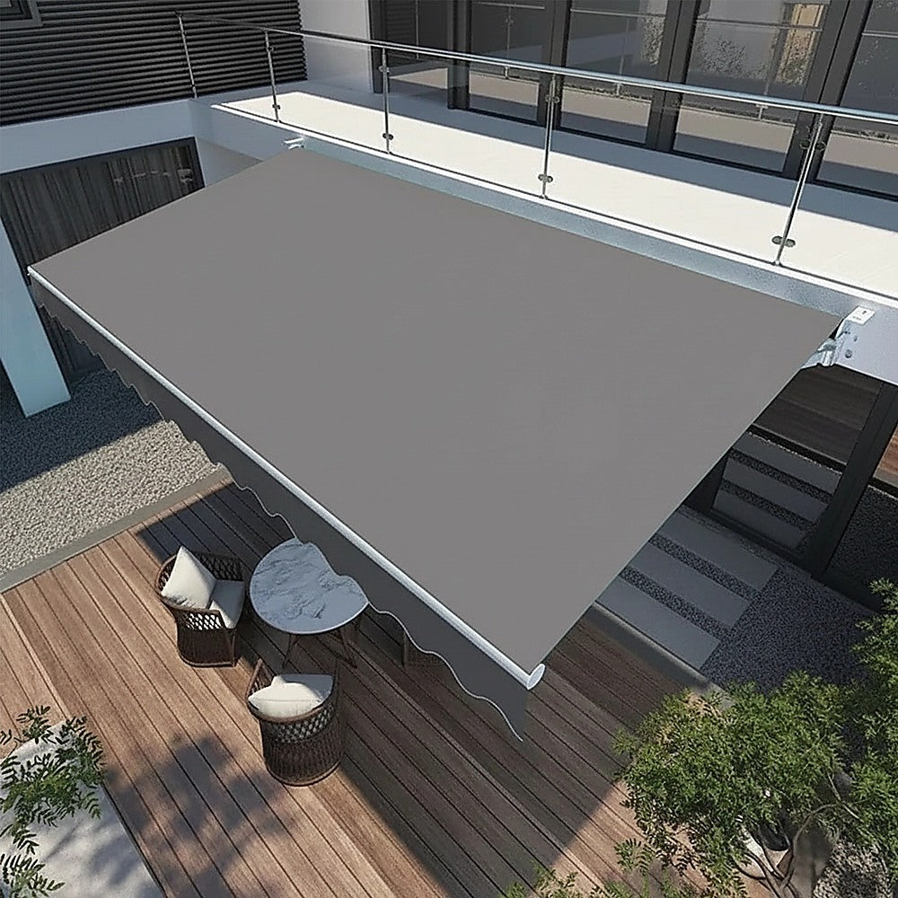 Motorised Outdoor Folding Arm Awning Retractable Sunshade Canopy Grey 5.0m x 2.5m