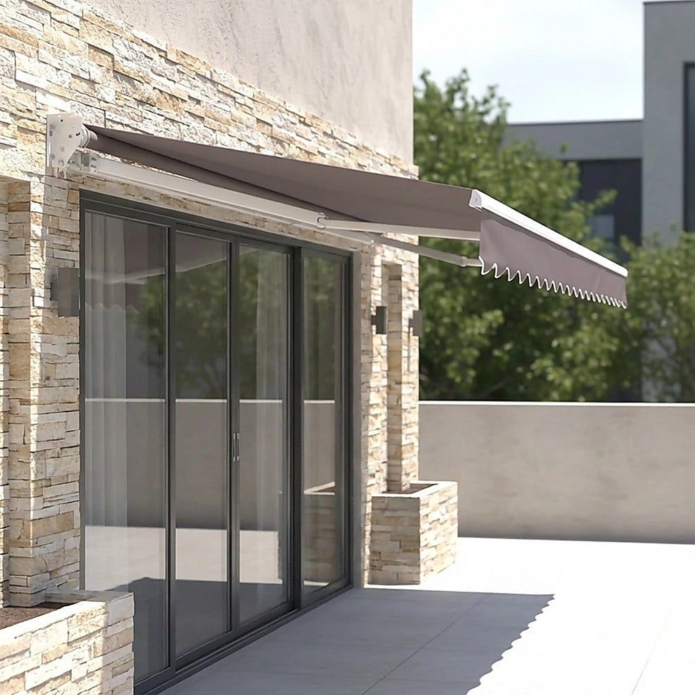 Motorised Outdoor Folding Arm Awning Retractable Sunshade Canopy Grey 5.0m x 2.5m