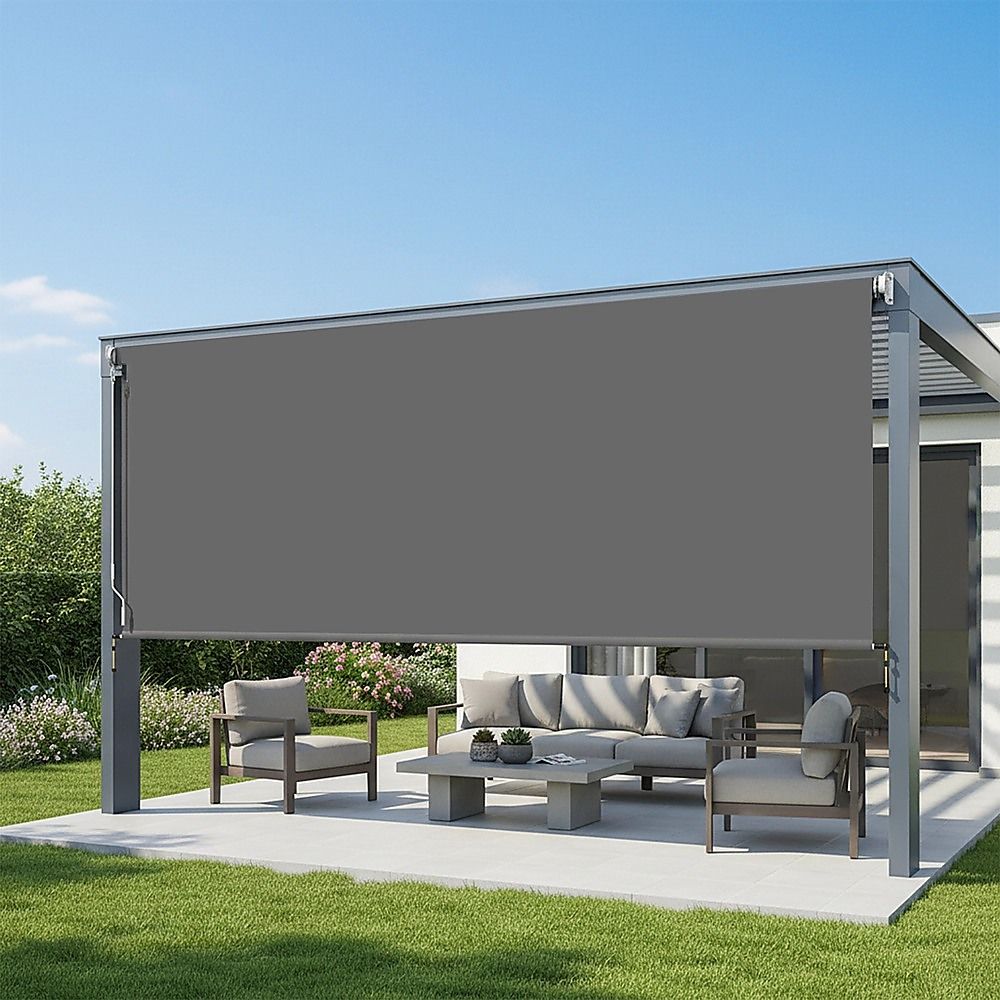 Retractable Straight Drop Roll Down Awning Garden Patio Screen 3.0X2.5M