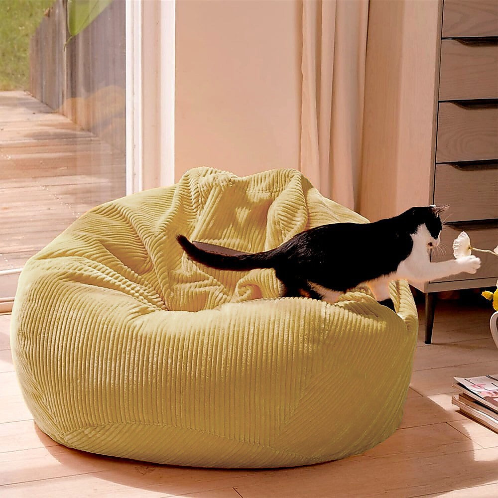 Jumbo Cord Beanbag Chair Cover Unfilled Large Bean Bag - Mustard