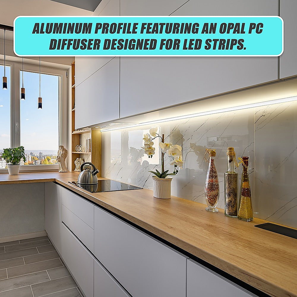 10 x 1M V-Style Aluminium LED Strip Light Channels for Cabinet Lighting