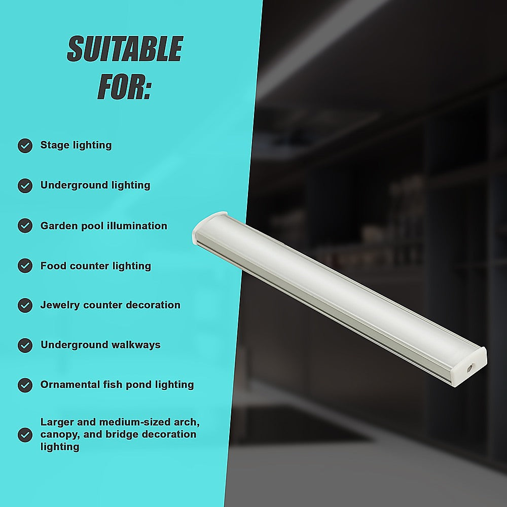 10 x 1M U-Style Aluminium LED Strip Light Channels for Cabinet Lighting