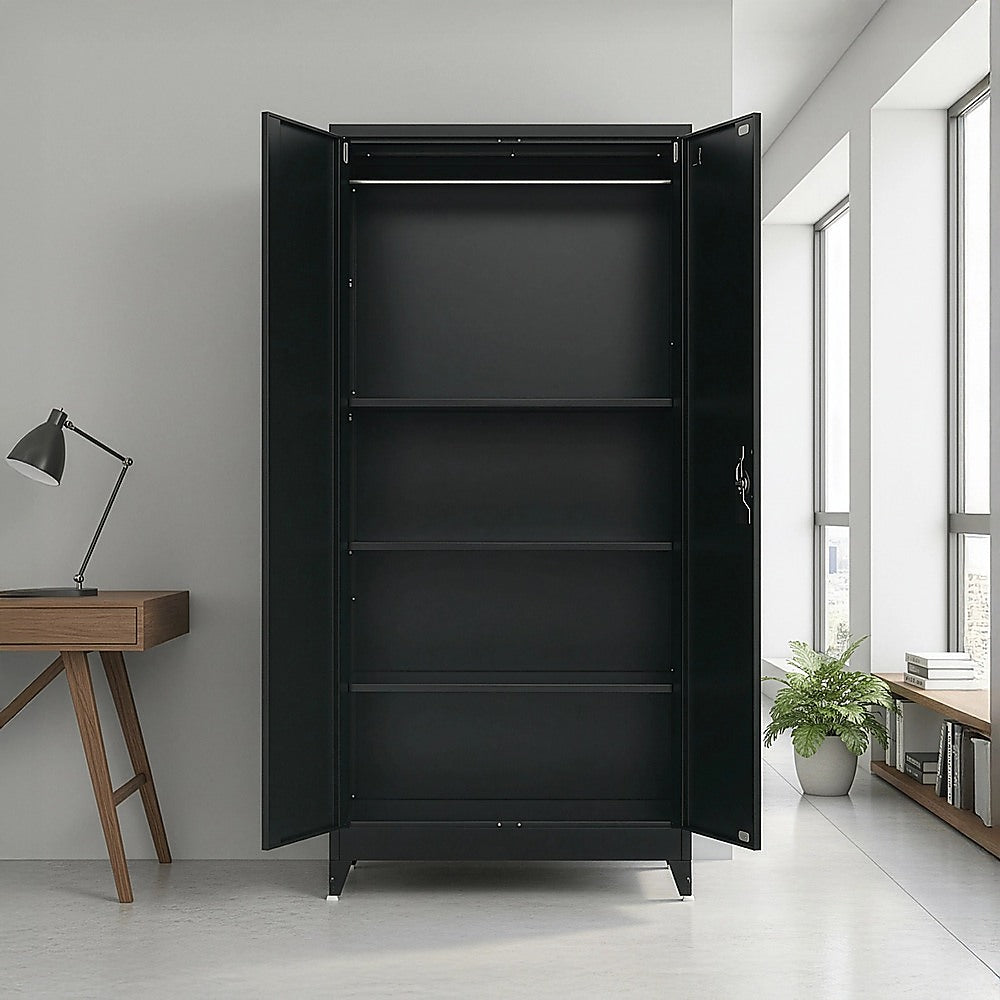 Two-Door Metal Cabinet Shelf Storage for Home Office Gym